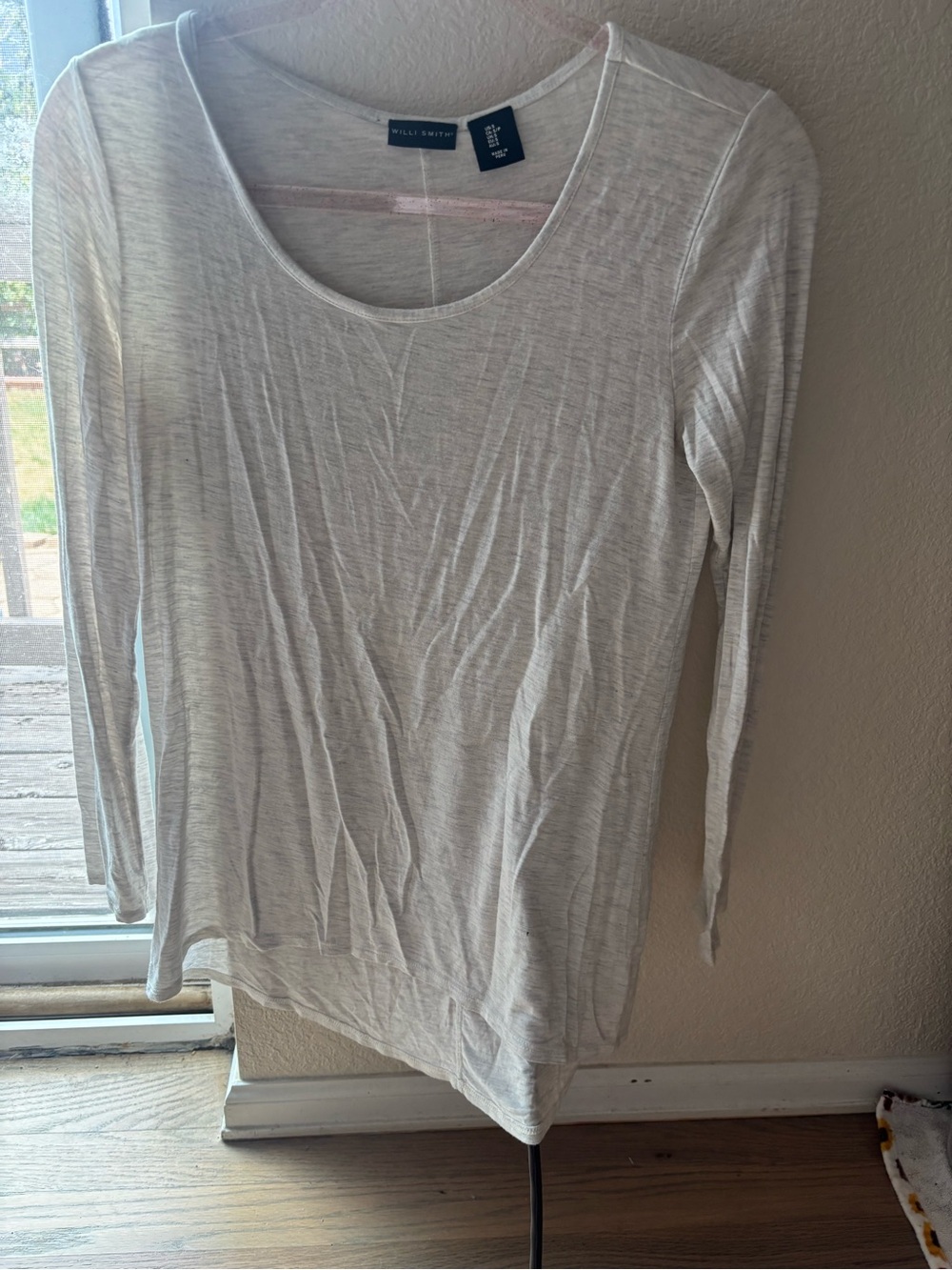 Willi Smith Light Ivory Scoop-Neck Long Sleeve Top